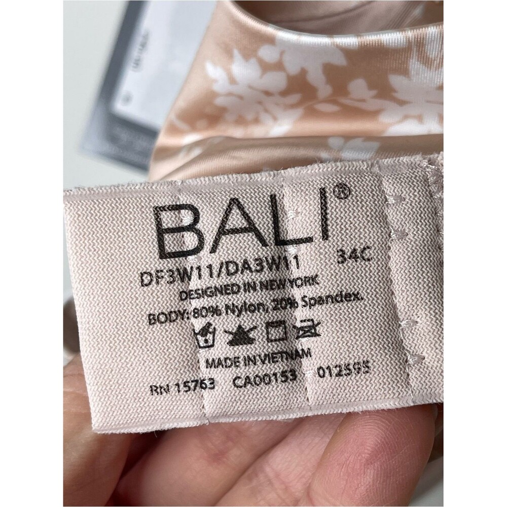 Bali Smooth Floral Underwire T-Shirt Bra Women's 34C Light Blush Adjustable - Picture 6 of 7